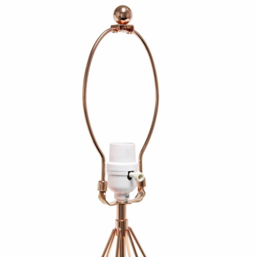 Lalia Home Metal Geometric Wired Table Lamp in Rose Gold with Gold Shade Perspective: right