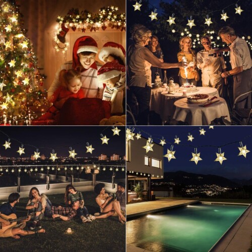 23 Ft 50 Solar Star String Light 8 Lighting Modes Outdoor Garden Patio Lawn Decoration - Warm Perspective: right