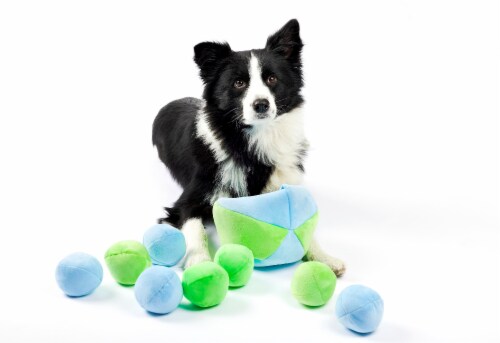 Midlee Hide a Ball Dog Toy - Blue/Green (Large) Perspective: right