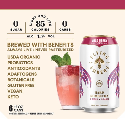 Flying Embers Wild Berry Hard Kombucha Perspective: right
