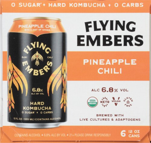Flying Embers Pineapple Chili Hard Kombucha Perspective: right