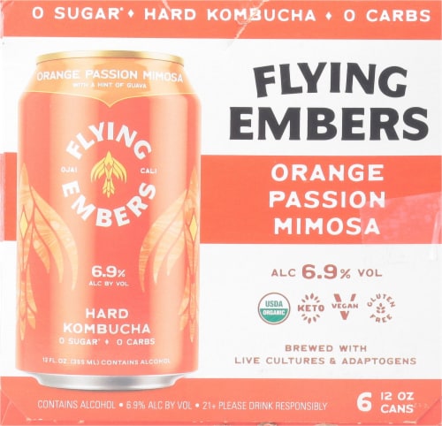 Flying Embers Orange Passion Mimosa Kombucha Perspective: right