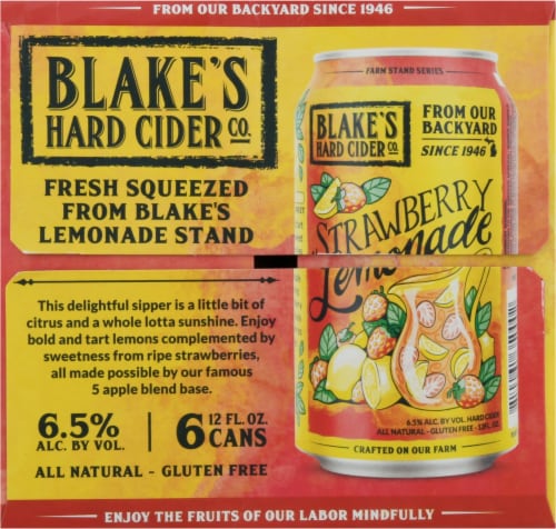 Blake's Strawberry Lemonade Hard Cider Perspective: right