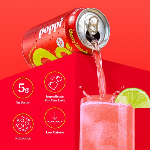 Poppi Cherry Limeade Prebiotic Soda Can Perspective: right