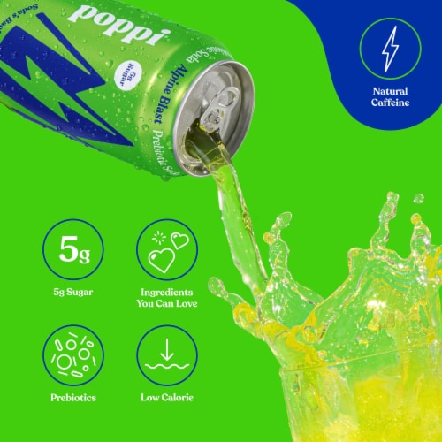 Poppi Alpine Blast Prebiotic Soda Can Perspective: right