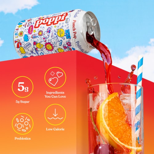 Poppi Punch Pop Prebiotic Soda Cans Perspective: right