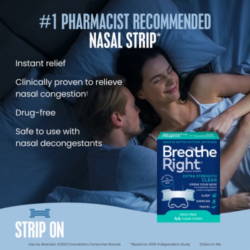 Breathe Right Extra Strength Clear Nasal Strips 44 ea Perspective: right