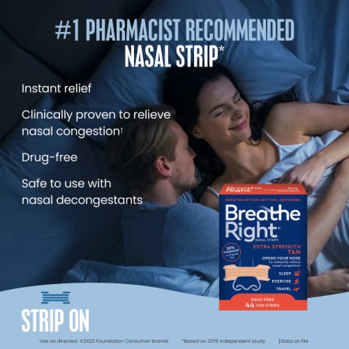Breathe Right Tan Extra Strength Drug Free Nasal Strips 44 ea Perspective: right