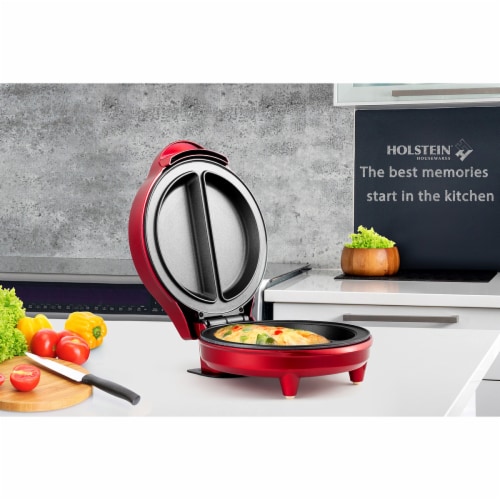 2-Section Omelet Maker Metallic Red Holstein Housewares Perspective: right