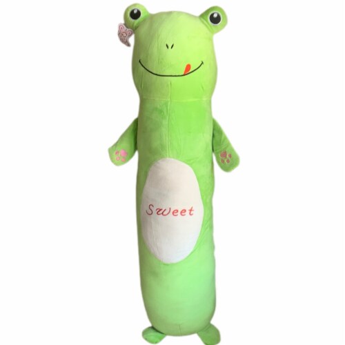 Velvet Bolster Plush Pillow | Swiss Jasmine Plushies | Froggie Stuffed Animal | 43 Inches Perspective: right