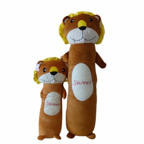 Lion Plush Pillow | Velvet Bolster Stuffed Lion Sleep Pillow | 43 Inches Perspective: right