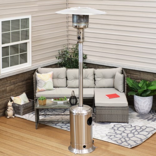Sunnydaze Outdoor Propane Patio Heater with Cover/Wheels - 7 Foot - Stainless Perspective: right
