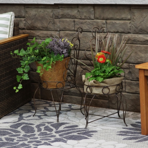 Sunnydaze Steel Sweetheart Back Chair Planter Stand - 25.25 in - Set of 2 Perspective: right