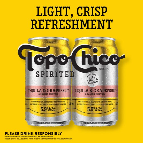 Topo Chico Spirited Tequila & Grapefruit Paloma Canned Cocktail Perspective: right