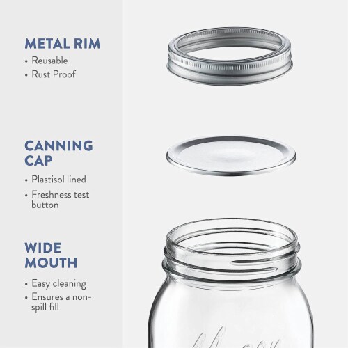 Paksh Novelty Wide Mouth 32 Oz Quart Canning Mason Jars w/Rings & Lids, 12 Pack Perspective: right