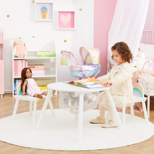 Fantasy Fields - Rainbow Fishnet Play Table & Chairs Kids Furniture - White Perspective: right