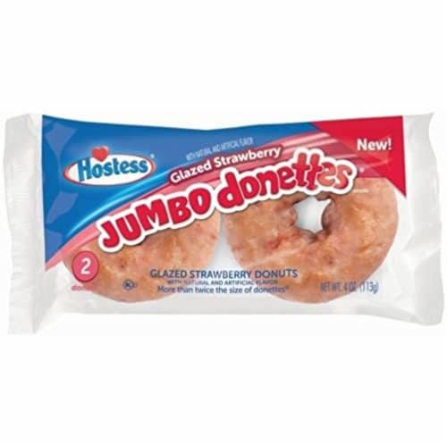 Glazed Strawberry Jumbo Donettes by Hostess | 6 Count Box | Pack of 2 (24 Total Donuts) Perspective: right