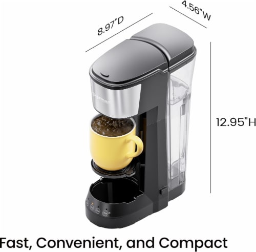 Chefman Single Serve Coffee Maker w/ Reservoir - Uses K Cups or Grounds - Black Perspective: right