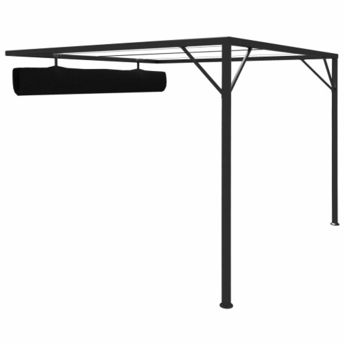 vidaXL Garden Wall Gazebo with Retractable Roof Canopy 118.1 x118.1 Anthracite Perspective: right