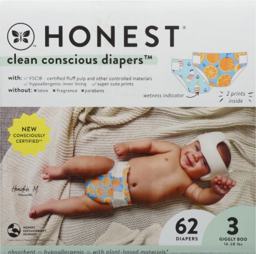 Honest® Clean Consious Diapers™ Giggly Boo Size 3 16-28 lbs Perspective: right