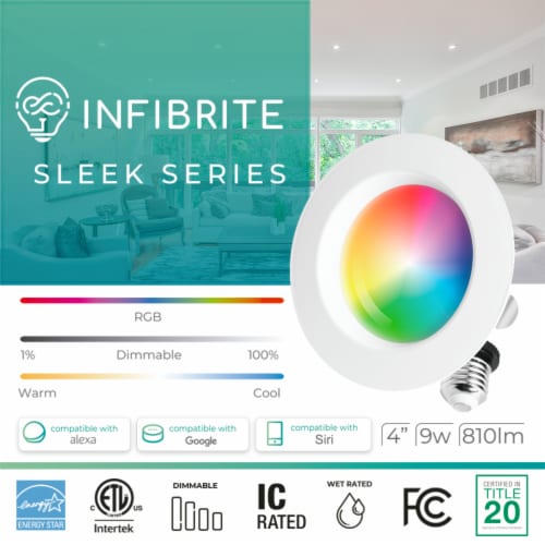 4 In. WiFi Smart 9W 810LM Recessed Retrofit LED Downlight Alexa Google Wet Rated 24 Pack Smart WiFi Foods Co