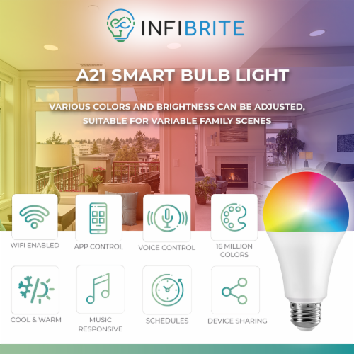 A21 WiFi Smart LED Light Bulb, 12W 1100LM, Alexa/Google/SIRI, ETL and Energy Star (24 Pack) Perspective: right