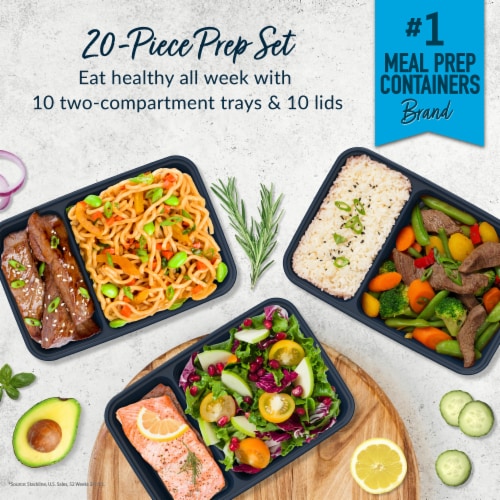 Bentgo® Prep 2-Compartment Containers - Navy Perspective: right