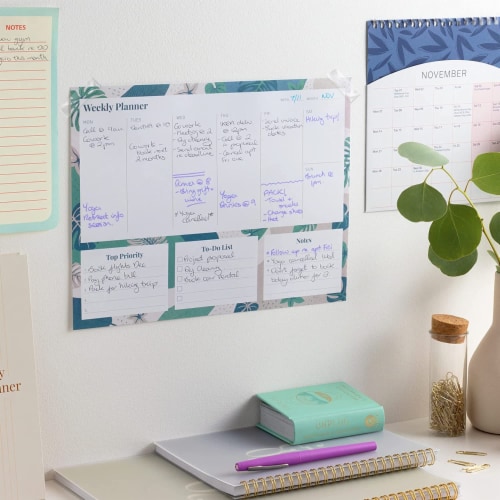 Rileys & Co Undated Weekly Planner, 11.0 x 8.3 in, Floral Print, Tearsheet Perspective: right
