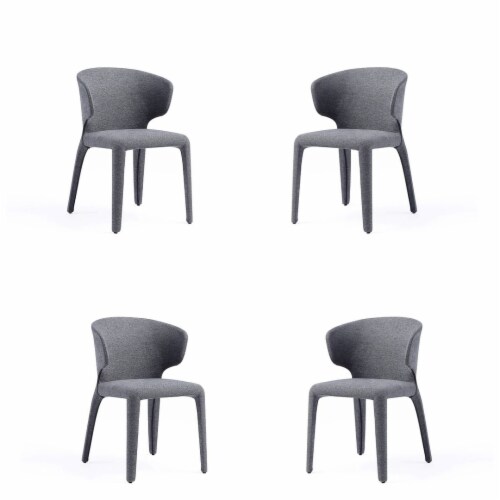 Manhattan Comfort Conrad Modern Woven Tweed Dining Chair In Wheat (Set Of 4) Black 20.47 Lx30 Perspective: right