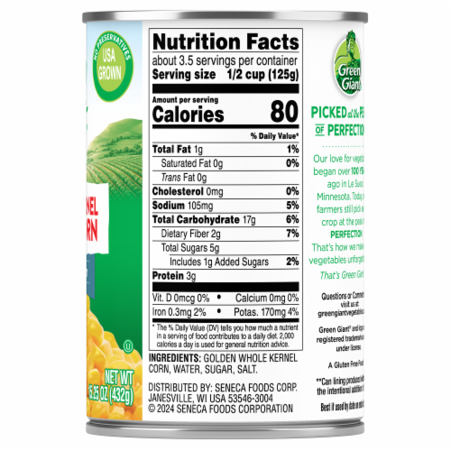 Green Giant® Low Sodium Whole Kernel Sweet Corn Perspective: right