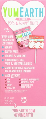 Yum Earth Organic Valentine Pops & Gummy Fruits Perspective: right