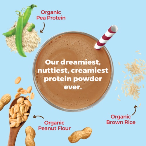 Orgain X JUSTIN’S® Organic Plant & Nut Butter 20g Vegan Protein Powder, Dark Chocolate Peanut Butter Perspective: right