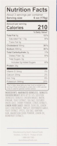 Kevin's Natural's Foods Seasoned Chicken With Lemon Herb Sauce Perspective: right