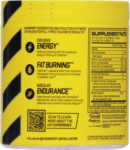 Cellucor C4® Cherry Limeade Ripped Pre-Workout Dietary Supplement Perspective: right