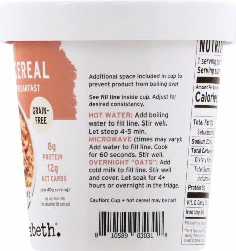 Purely Elizabeth Cinnamon Almond Cauli Hot Cereal Cup Perspective: right