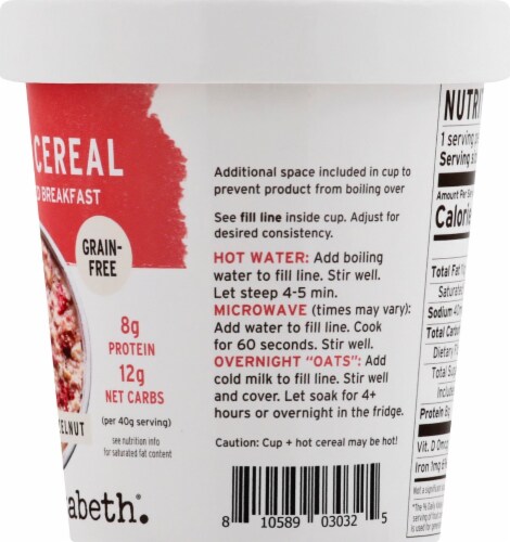 Purely Elizabeth Strawberry Hazelnut Cauli Hot Cereal Cup Perspective: right