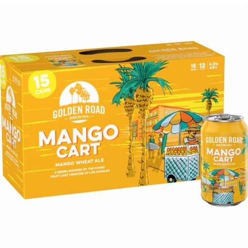 Golden Road Brewing Mango Cart Wheat Ale Craft Beer Perspective: right