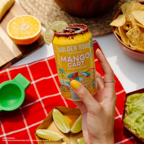 Golden Road Mango Cart Craft Beer Perspective: right