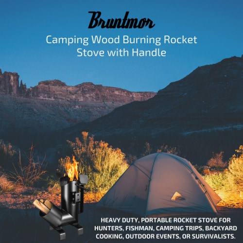 Bruntmor Round Camping Gear Rocket Stove | Portable Wood Bruntmor Round Camping Gear Rocket Stove | Portable Wood