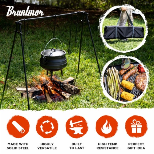 Bruntmor Portable Cast Iron Outdoor Swing BBQ & Campfire Cooking