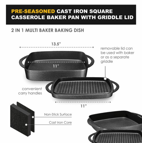 Bruntmor 16'' Black Cast Iron Skillet, Deep 2'', Dual Handles, 16