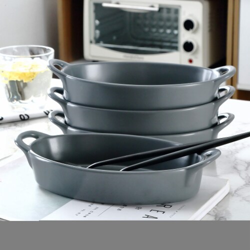 Bruntmor 8 x5  White Oval Porcelain Ceramic Pie Pan Set of 4 Perspective: right