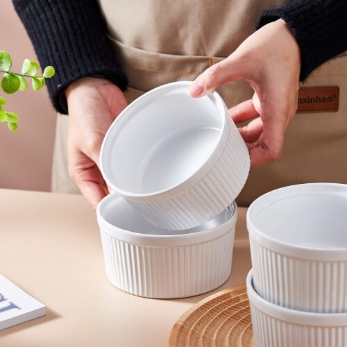 Bruntmor 12 Oz White Ramekins Set of 4 Perfect Baking Dishes for Oven 12 Ounces Set of 4 Gerbes Super Markets