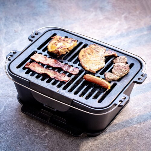 Bruntmor BBQ Grill, Heavy Duty Pre-Seasoned Cast Iron, 14 x12 Perspective: right