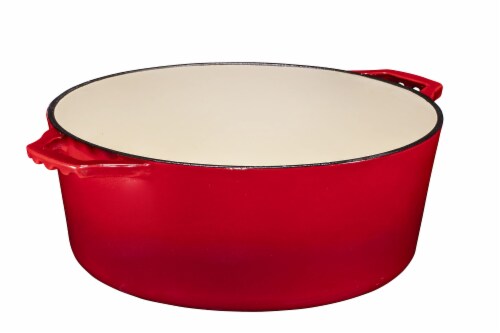 Bruntmor Red 7 Qt 2-in-1 Dutch Oven & Skillet|Pioneer Woman Cookware Perspective: right