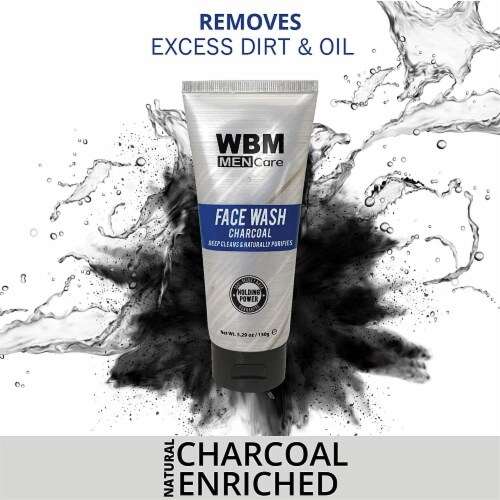 WBM Men Care Face Wash, Purifying & Hydrating Charcoal Cleanser, For All Skin Types | 5.29 Oz Perspective: right