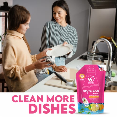 W Home Liquid Dish Soap Refills with Lemon & Green Tea Extracts, 400ml