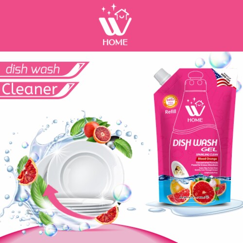 W Home Liquid Dish Soap Refills with Blood Orange Extracts, 400ml Each - Pack of 3 Perspective: right