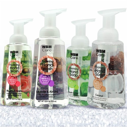WBM Care Foaming Hand Soap, Refreshing Liquid Soap, Rose & Avocado – Pack of 3/10.5 Oz Each Perspective: right