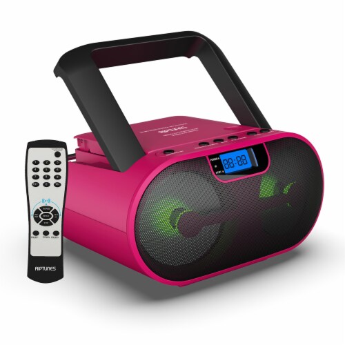 Riptunes CD Player Bluetooth Boombox AM/FM Portable Radio, MP3/CD, USB,  mSD, Aux, Pink, 1 unit - Foods Co.